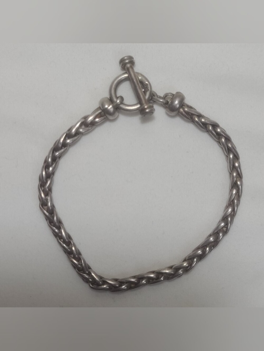 Sterling Silver 925 Braided Toggle Bracelet